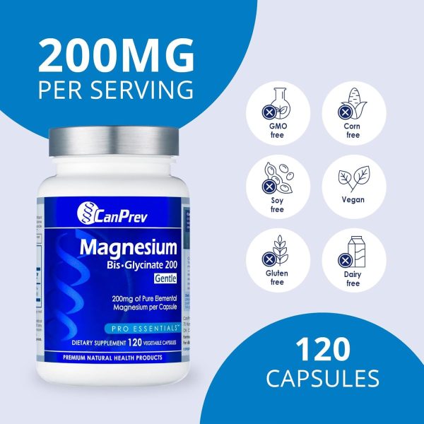 CanPrev Magnesium Bis-Glycinate Gentle 200mg, 120 V-Caps 120-Day Supply - Pure Elemental Magnesium Supplement, Supports Bone and Muscle Function, Gentle on Stomach, Perfect for Daily Magnesium Needs - Image 4
