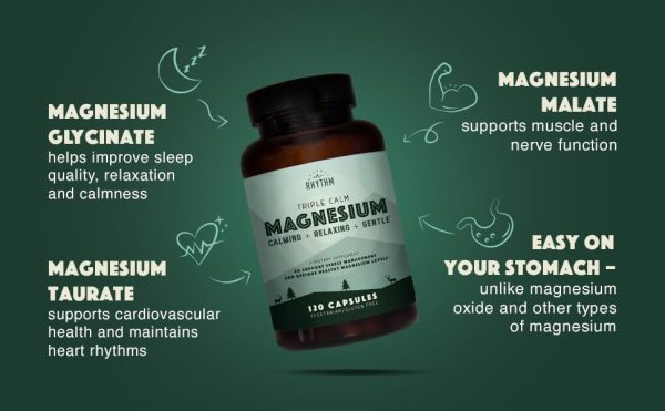 Natural Rhythm Triple Calm Magnesium 150 mg - 120 Capsules – Magnesium Complex Compound Supplement with Magnesium Glycinate, Malate, and Taurate. Calming Blend for Promoting Rest and Relaxation. - Image 5