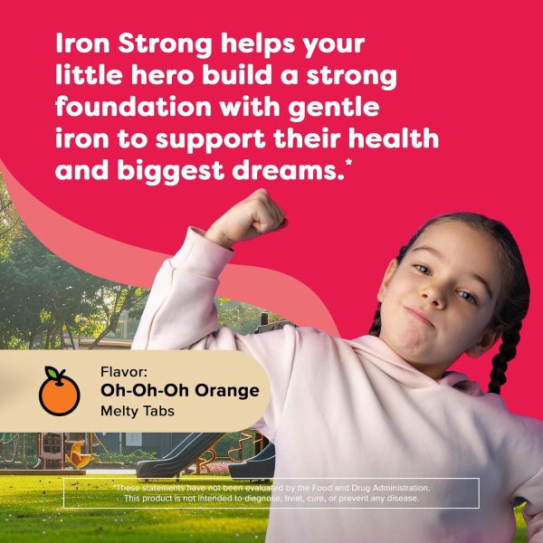 Renzo's Iron Supplements for Kids, Dissolvable Vegan Iron Supplement with Vitamin C, Sugar Free, Oh-Oh-Oh Orange Flavor, 90 Melty Tabs - Image 4
