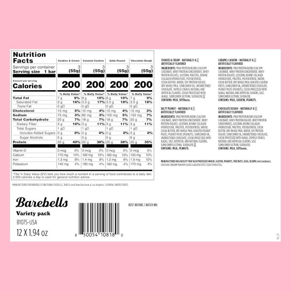 Barebells Protein Bars Variety Pack - 12 Count, 1.9oz Bars - Protein Snacks with 20g of High Protein - Chocolate Protein Bar with 1g of Total Sugars - Perfect on The Go Protein Snack & Breakfast Bars - Image 2