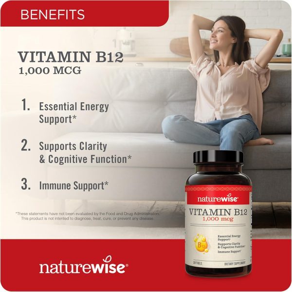 NatureWise Vitamin D3 2000iu 360 Count and Vitamin B12 1000mcg 60 Softgels for Energy, Immune Support and Healthy Muscle Function - Image 2