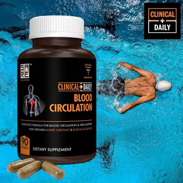 Clinical Daily Blood Circulation Supplements. Butchers Broom, Horse Chestnut, Hawthorn, Cayenne, Arginine, Diosmin Varicose Veins Treatment for Legs. Poor Circulation and Vein Support. 180 Capsules. - Image 2