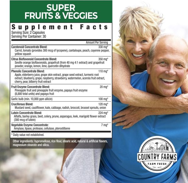 OUNTRY FARMS Super Fruits and Veggies Capsules, Whole Food Supplement, Powerful Antioxidant, Supports Energy, Immune Health, Boosts Digestive Health, 30 Organic Super Foods, 60 Servings, 2 Pack - Image 2