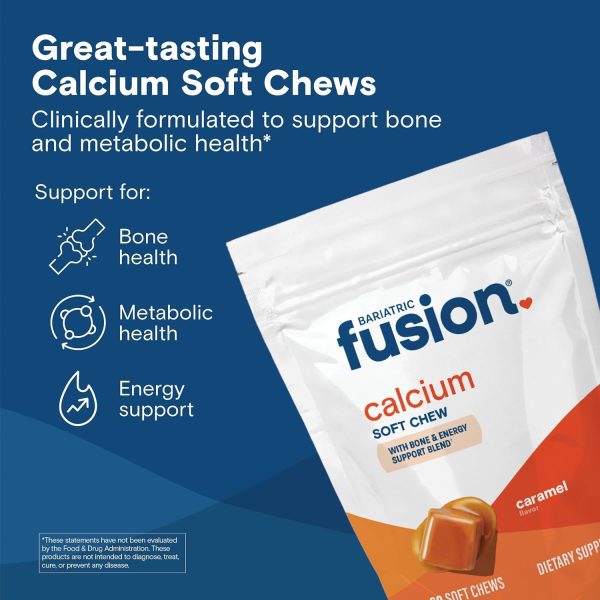 Bariatric Fusion Bariatric Calcium Chews | Calcium Citrate with Vitamin D3 Calcium Supplement Bariatric Vitamin | Sugar Free Calcium Citrate Chewable | Calcium Citrate 500mg | Caramel | 60 Count - Image 2