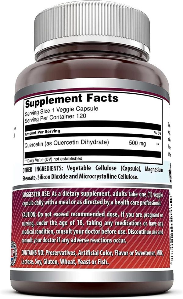 Amazing Formulas Quercetin 500mg 120 Veggie Capsules Supplement - Non-GMO - Gluten Free - Supports Overall Health & Well Being - Image 2