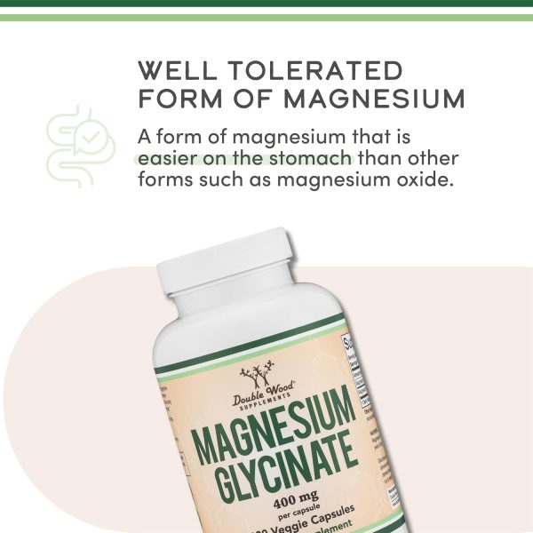 Magnesium Glycinate 400mg, 180 Capsules (Vegan Safe, Third Party Tested, Gluten Free, Non-GMO) High Absorption Magnesium by Double Wood Supplements - Image 4