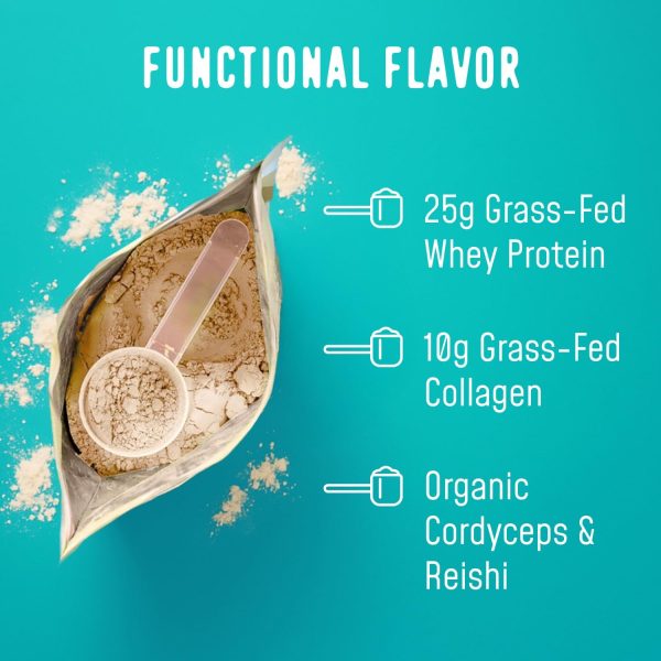 FlavCity Grass Fed Whey Protein Powder - Vanilla Smoothie - 25g Protein & 10g Collagen - Made with Real Vanilla Bean & Organic Coconut Milk - Gluten Free & No Added Sugars (20 Servings) - Image 3