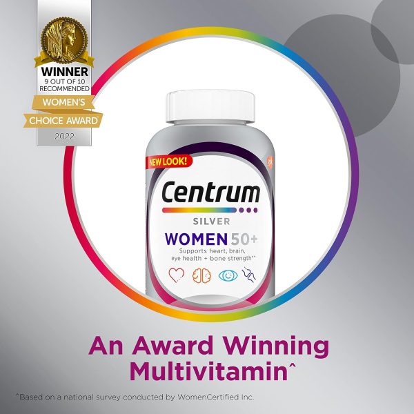 Centrum Silver Women's Multivitamin for Women 50 Plus, Multivitamin/Multimineral Supplement with Vitamin D3, B Vitamins, Calcium and Antioxidants, Gluten Free, Non-GMO Ingredients - 200 Count - Image 3