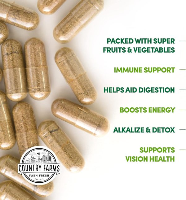 OUNTRY FARMS Super Fruits and Veggies Capsules, Whole Food Supplement, Powerful Antioxidant, Supports Energy, Immune Health, Boosts Digestive Health, 30 Organic Super Foods, 60 Servings, 2 Pack - Image 3