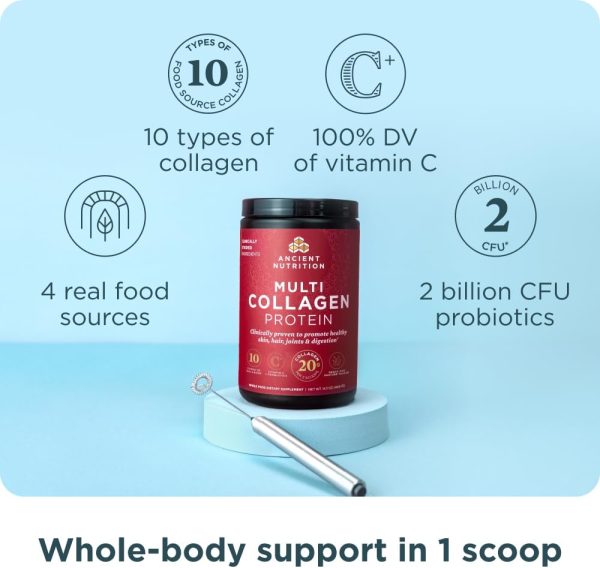 Ancient Nutrition Collagen Powder Protein, Multi Collagen Protein, Cucumber Lime, Hydrolyzed Collagen Peptides Supports Skin and Nails, Joint Supplement, 18.6oz - Image 3