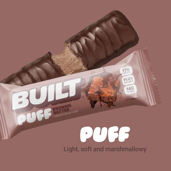 Built Bar, Puff Protein Bars, Brownie Batter Puff, 17g Protein Snacks, On-The-Go Bars, Only 140 Calories, 6g Sugar, Collagen, Gluten Free, 12 Count - Image 4