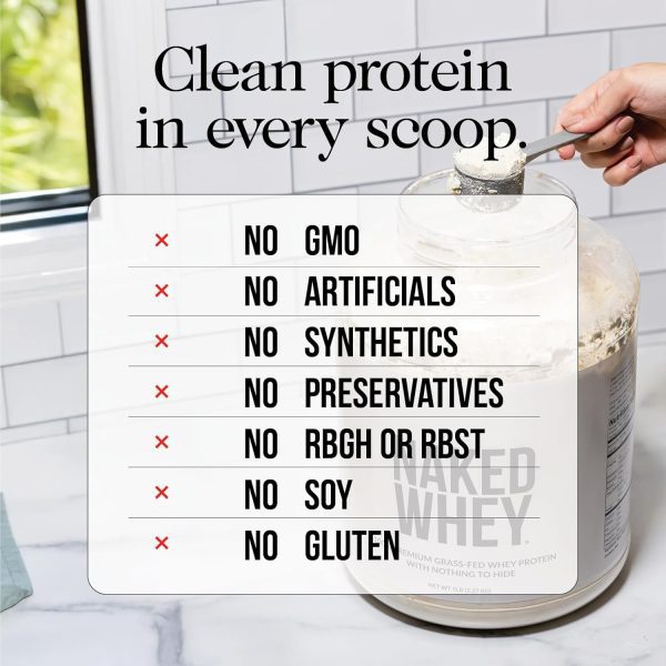 NAKED Whey Vanilla Protein Powder - Only 3 Ingredients - Grass Fed Whey Protein Powder, Vanilla Flavor, and Organic Coconut Sugar, No GMO, No Soy, and Gluten Free - 24 Servings - Image 4