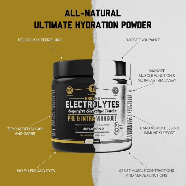 HRDWRK - Electrolytes Powder Keto Hydration Sugar Free with Magnesium, Potassium and Sodium - 100 Servings | Boost Endurance and Reduce Fatigue with This Electrolytes Supplement - Maximum Hydration - Image 4