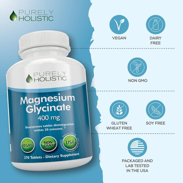 Magnesium Glycinate 400mg - 270 Magnesium Tablets (not Capsules) - 400 mg Elemental Magnesium - Highly Bioavailable - Vegan and Vegetarian - for Improved Sleep, Stress Relief & Cramp Defense - Image 6