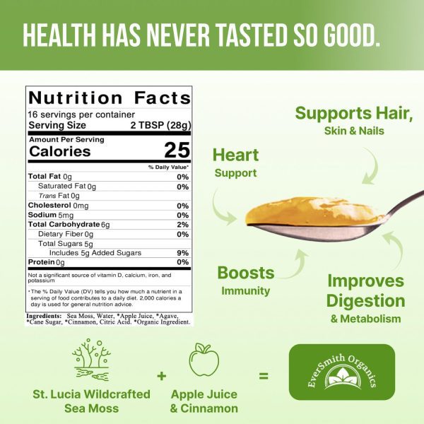 Wildcrafted Irish Sea Moss Gel | Made in USA | Rich in Vitamins & Minerals | Sea Moss Gel Raw | Nutritional Supplement | Apple (16 oz) - Image 5