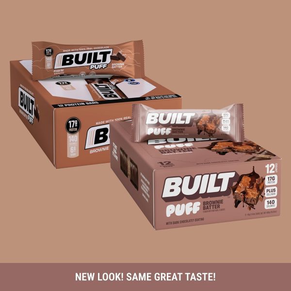 Built Bar, Puff Protein Bars, Brownie Batter Puff, 17g Protein Snacks, On-The-Go Bars, Only 140 Calories, 6g Sugar, Collagen, Gluten Free, 12 Count - Image 5