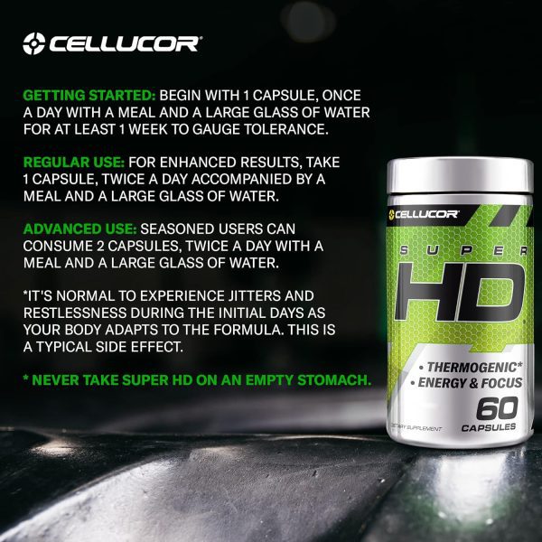 Cellucor SuperHD Thermogenic Fat Burner Weight Loss Supplement, Appetite Suppressant, & Energy Booster Capsimax, Green Tea Extract, 160mg Caffeine & More 60 Capsules (Packaging May Vary) - Image 4