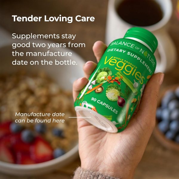 Balance of Nature Fruits and Veggies Supplements - Whole Fruit and Vegetable Ingredients for Women, Men, and Kids - 90 Fruit Capsules, 90 Veggie Capsules - 1 Set - Image 6