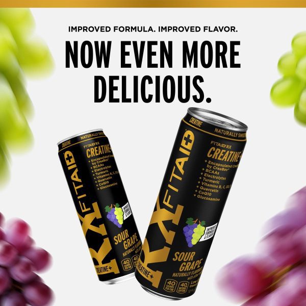 FITAID RX Zero Sugar, Encapsulated Creatine, Workout Recovery Drink, All-In-One Blend, BCAAs Glucosamine, Turmeric, B-Complex, Electrolytes, Juicy Apple, 12 Fl Oz (Pack of 24) - Image 2