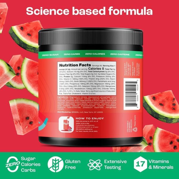 KEY NUTRIENTS Multivitamin Electrolytes Powder No Sugar - Delicious Passion Fruit Electrolyte Powder - Endurance & Energy Supplement - Hydration Powder - No Calories - 90 Servings - Made in USA - Image 2