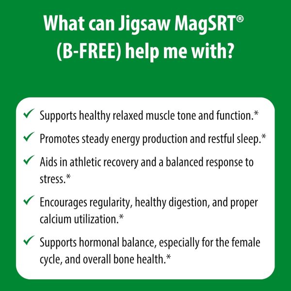 Jigsaw Health MagSRT (B-Free) | Premium, Organic, Slow Release Magnesium Supplement | Active, Bioavailable Magnesium Malate Tablets | 240 Tablets | 60 Servings - Image 5