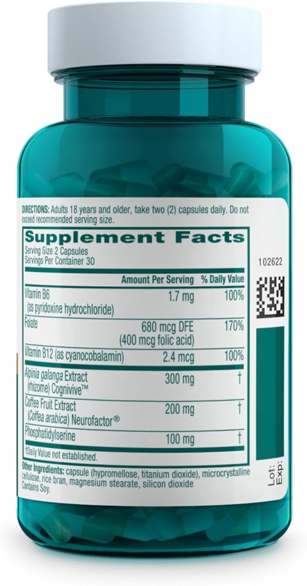 NEURIVA Ultra Decaffeinated Clinically Tested Nootropic Brain Supplement for Mental Alertness, Memory, Focus & Concentration, Cognivive, Neurofactor, Phosphatidylserine, Vitamins B6 B12, 60 Capsules - Image 4