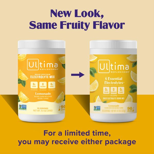 Ultima Replenisher Daily Electrolyte Powder Drink Mix – Sugar Free – Lemonade, 90 Servings – Hydration Powder with 6 Key Electrolytes and Trace Minerals – Keto Friendly, Vegan, Non-GMO - Image 2