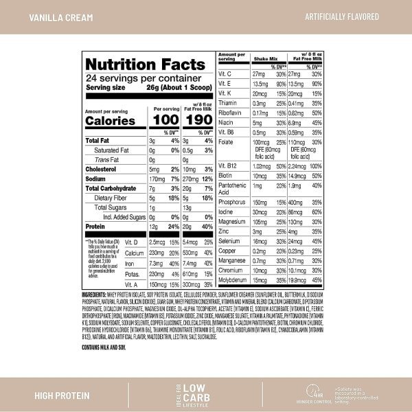 SlimFast Advanced Nutrition High Protein Meal Replacement Smoothie Mix, Vanilla Cream, Weight Loss Powder, 20g of Protein, 12 Servings (Pack of 2) (Packaging May Vary) - Image 6