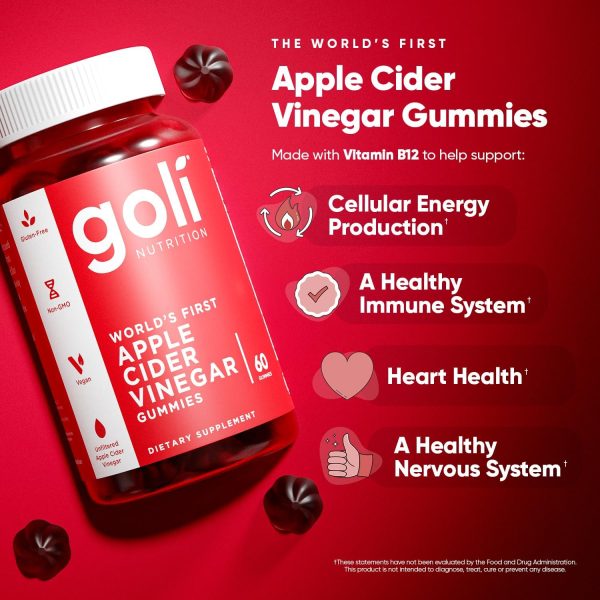 Goli Apple Cider Vinegar Gummy Vitamins - 60 Count - Vitamin B12, Gelatin-Free, Gluten-Free, Vegan & Non-GMO - Image 2
