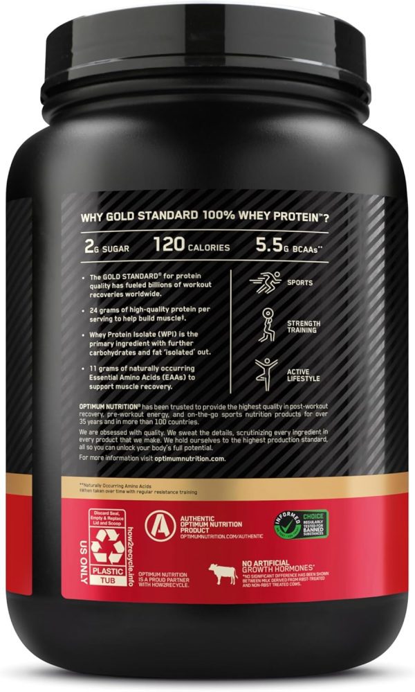 Optimum Nutrition Gold Standard 100% Whey Protein Powder, Double Rich Chocolate, 2 Pound (Packaging May Vary) - Image 2