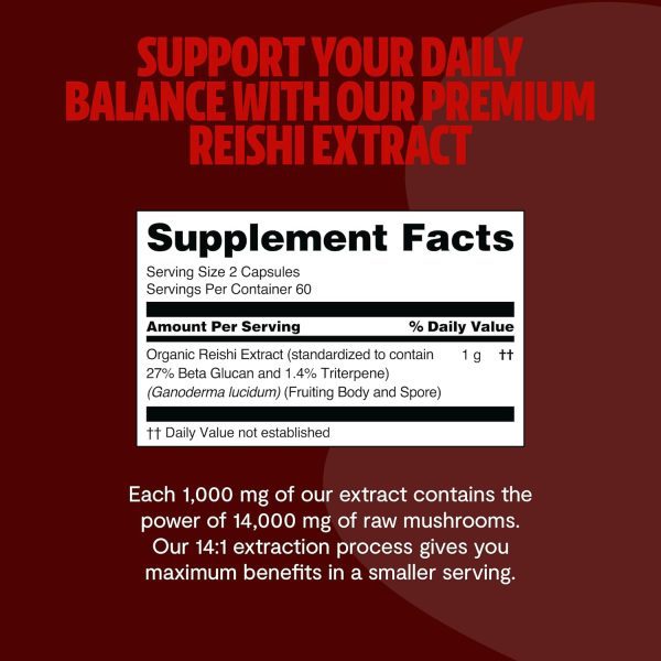 FreshCap Reishi Mushroom Supplement 14,000mg - Reishi Mushroom Capsules Extract, Supplements Herbal Supplements, Ayurveda Nootropic Red Reishi Supplement (120 Capsules) - Image 7