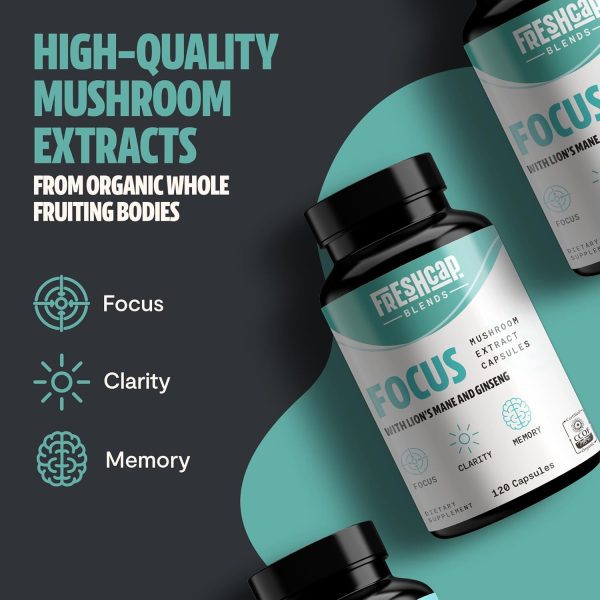 FreshCap 4-in-1 Focus Supplement - Brain Supplements for Memory and Focus - Memory Supplement for Brain, Brain Booster Supplement, Lions Mane Extract, Ayurveda Ginseng (120 Capsules) - Image 8