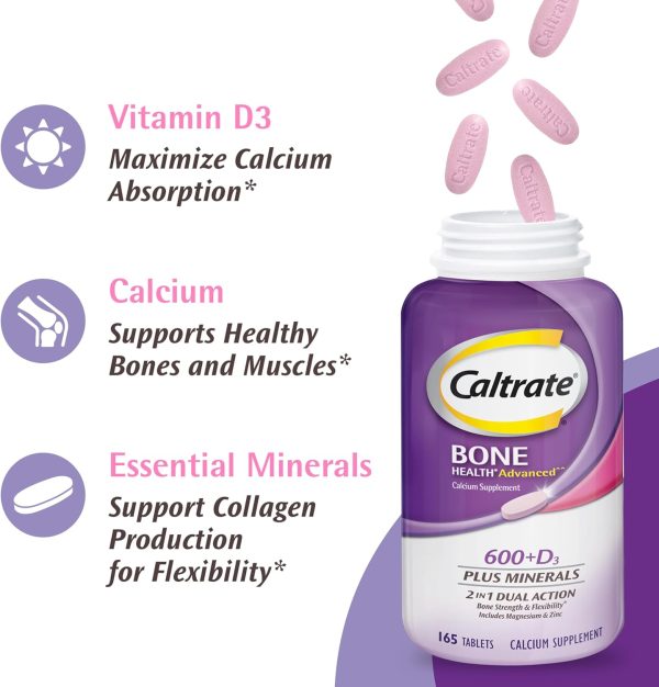 Caltrate 600 Plus D3 Plus Minerals Calcium and Vitamin D Supplement Tablets, Bone Health and Mineral Supplement for Adults - 165 Count - Image 2