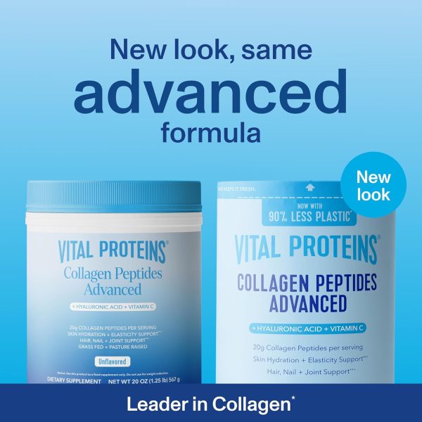 Vital Proteins Collagen Peptides Powder Advanced with Hyaluronic Acid & Vitamin C - 20oz Collagen Protein, Unflavored, 28 Servings - Image 4