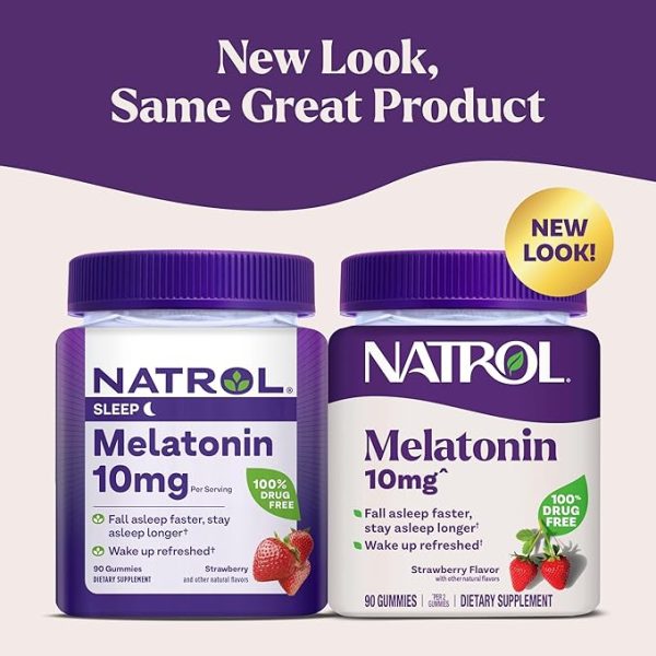 Natrol Melatonin Gummies, Sleep Support, 90 Strawberry-Flavored Adult Melatonin Gummies, 10 mg Sleep Aids for Adults - Image 6