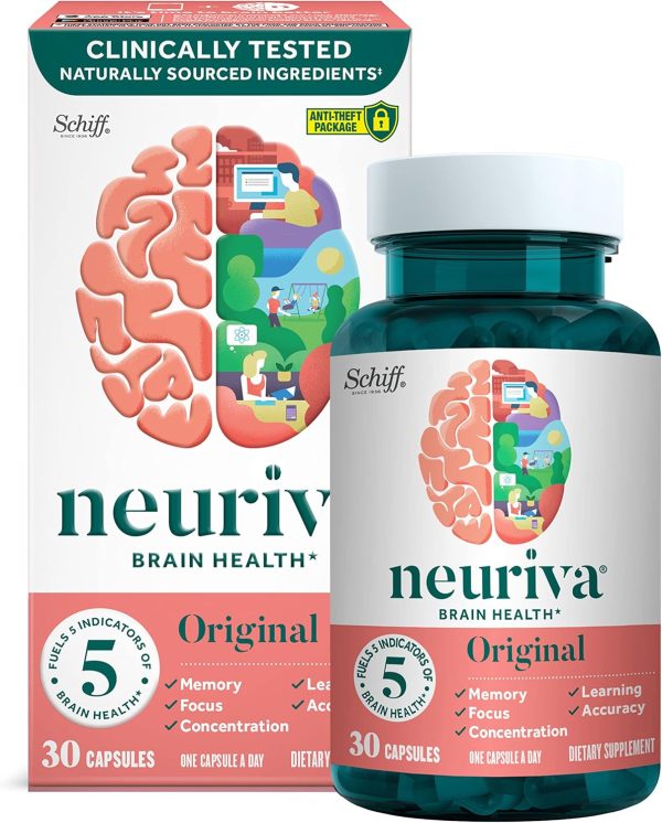 NEURIVA Original Brain Supplement for Memory, Focus & Concentration + Learning & Accuracy with Clinically Tested Nootropics Phosphatidylserine and Neurofactor, Caffeine Free, 30ct Capsules - Image 2