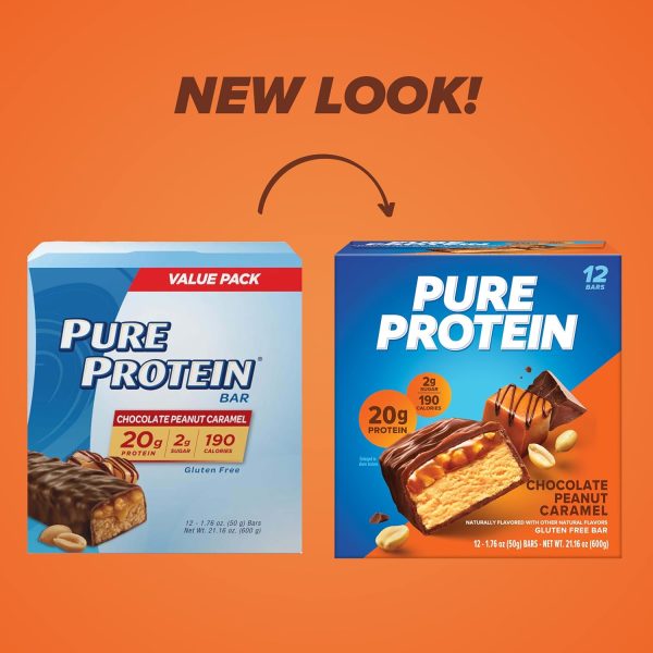 Pure Protein Bars, High Protein, Nutritious Snacks to Support Energy, Low Sugar, Gluten Free, Chocolate Peanut Caramel, 1.76oz, 12 Count (Pack of 1) (Packaging May Vary) - Image 5