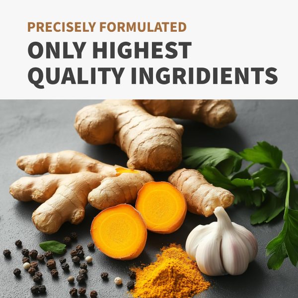 4-in-1 Turmeric and Garlic Supplements with Bioperine 2360 mg Turmeric Ginger Root Capsules with Garlic for Joint, Digestion & Immune Support (120 ct) - Image 2