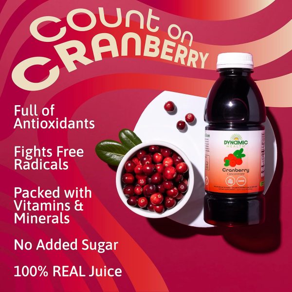 Dynamic Health Pure Cranberry Unsweetened 100% Juice Concentrate, Natural Antioxidant Supplement, No Additives, No Added Sugar, No Preservatives, 16 Servings, 16oz - Image 3