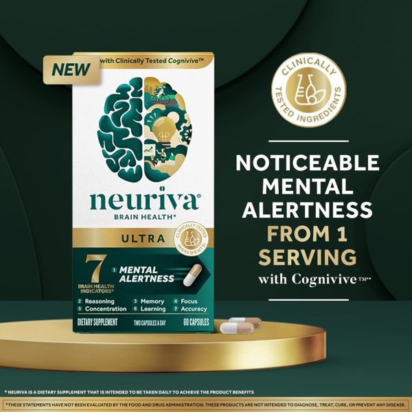 NEURIVA Ultra Decaffeinated Clinically Tested Nootropic Brain Supplement for Mental Alertness, Memory, Focus & Concentration, Cognivive, Neurofactor, Phosphatidylserine, Vitamins B6 B12, 60 Capsules - Image 9