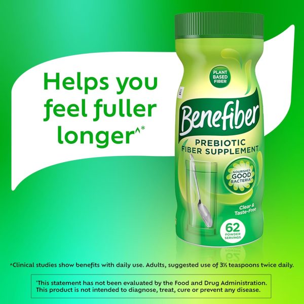 Benefiber Daily Prebiotic Fiber Supplement Powder for Digestive Health, Daily Fiber Powder, Unflavored - 62 Servings (8.7 Ounces) - Image 4