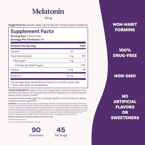 Natrol Melatonin Gummies, Sleep Support, 90 Strawberry-Flavored Adult Melatonin Gummies, 10 mg Sleep Aids for Adults - Image 2