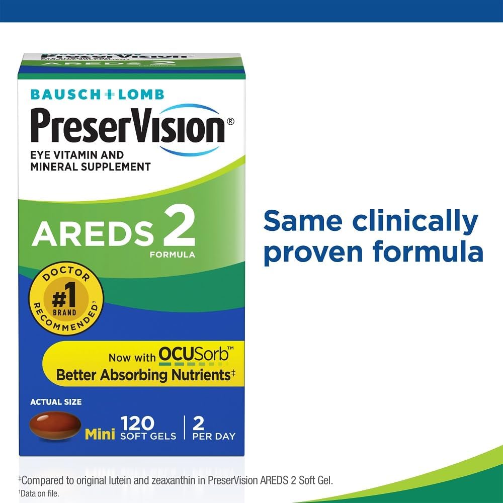 PreserVision AREDS 2 Eye Vitamins, Lutein and Zeaxanthin Supplement with Vitamin C, Vitamin E, Zinc, and Copper, 120 Softgels (Minigels) - Image 3