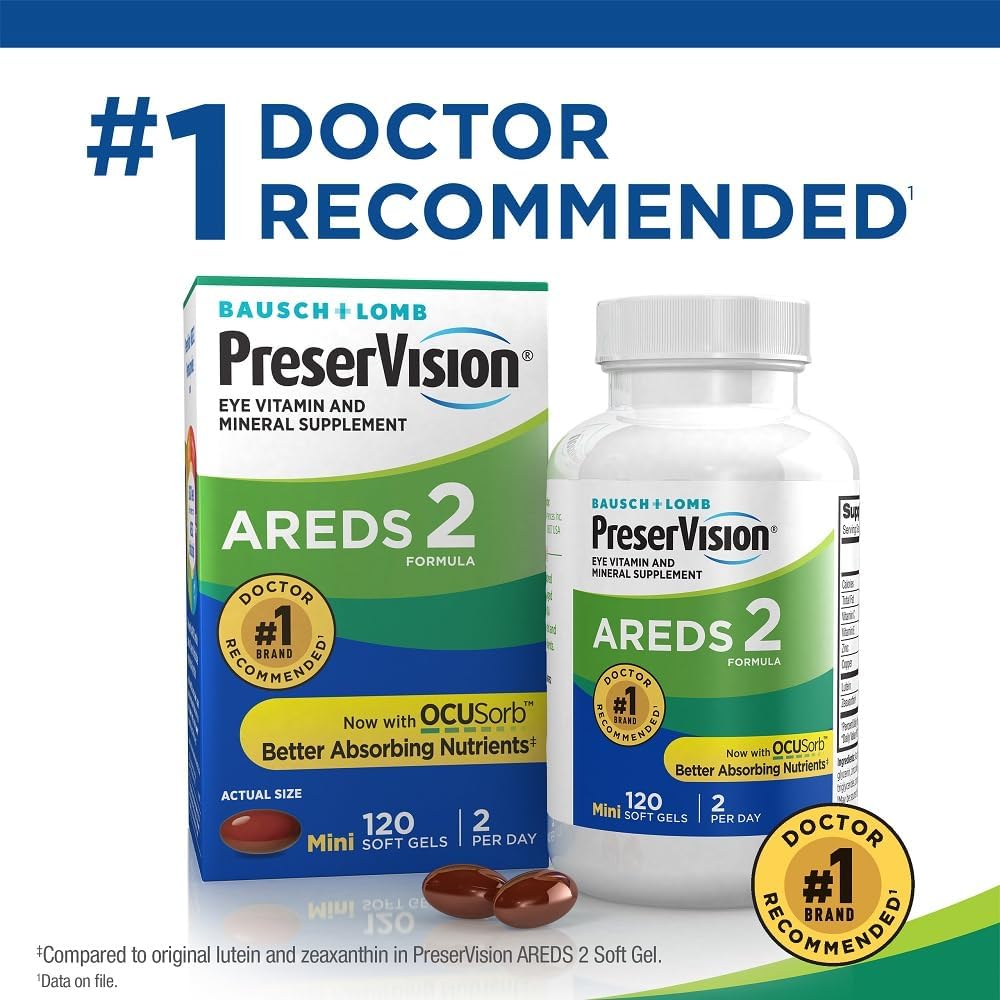 PreserVision AREDS 2 Eye Vitamins, Lutein and Zeaxanthin Supplement with Vitamin C, Vitamin E, Zinc, and Copper, 120 Softgels (Minigels) - Image 4