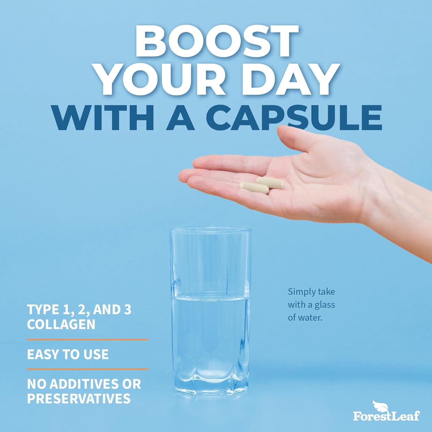 ForestLeaf Multi Collagen Pills - Collagen Men & Collagen Women - Hydrolyzed Collagen Supplements with Vitamin C & Hyaluronic Acid - Collagen Capsules for Hair, Skin & Nails (240 Peptide Capsules) - Image 5