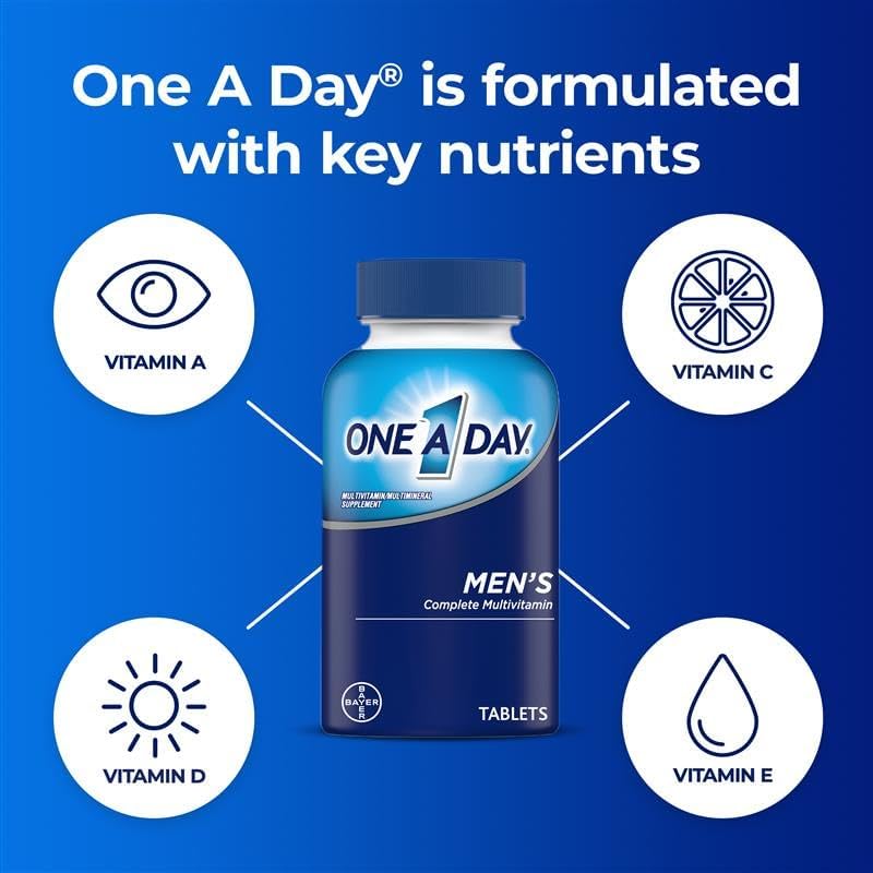 One A Day Men’s Multivitamin, Supplement Tablet with Vitamin A, C ,D, E and Zinc for Immune Health Support, Vitamin B12, Calcium, 200 count - Image 6