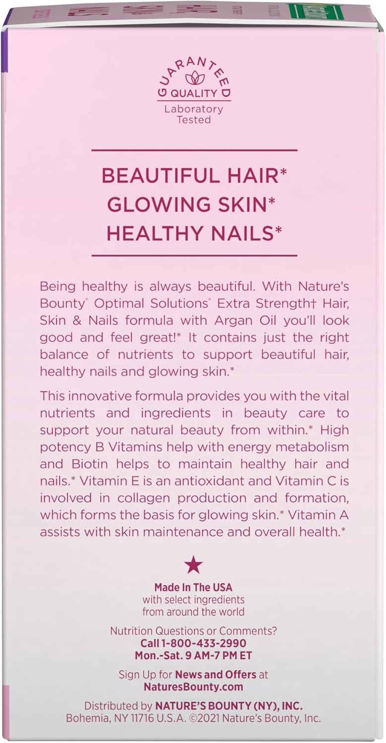 Nature's Bounty Advanced Hair, Skin & Nails, Argan-Infused Vitamin Supplement with Biotin and Hyaluronic Acid, 150 Rapid Release Softgels, 50 Total Servings - Image 5