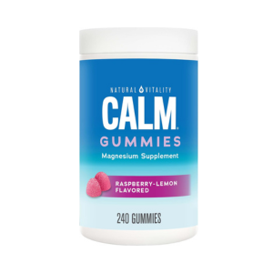 Natural Vitality Calm, Magnesium Citrate Supplement, Stress Relief Gummies, Supports a Healthy Response to Stress, Gluten Free, Vegan, Raspberry Lemon, 240 Gummies (Packaging May Vary)