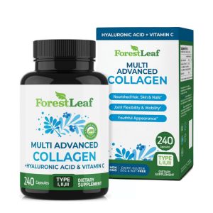 ForestLeaf Multi Collagen Pills - Collagen Men & Collagen Women - Hydrolyzed Collagen Supplements with Vitamin C & Hyaluronic Acid - Collagen Capsules for Hair, Skin & Nails (240 Peptide Capsules)