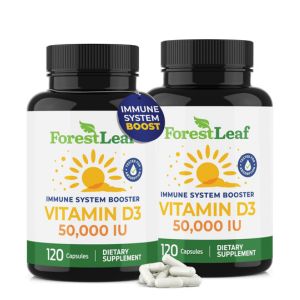ForestLeaf - Vitamin D3 IU Weekly Supplement - Vitamin D Capsules for Bones, Teeth, and Immune Support - Easy Swallow Pure Vitamin D3 Caps (50,000 IU - 120 Count - 2 Pack)